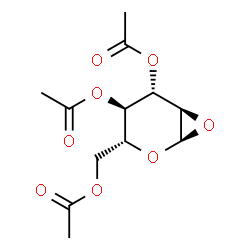 ChemSpider 2D Image | (1S,3R,4R,5S,6R)-3-(Acetoxymethyl)-2,7-dioxabicyclo[4.1.0]heptane-4,5-diyl diacetate | C12H16O8