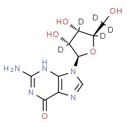 ChemSpider 2D Image | (C~2~',C~3~',C~5~',C~5~',4'-~2~H_5_)Guanosine | C10H8D5N5O5