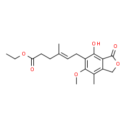 ChemSpider 2D Image | Ethyl (4E)-6-(1,3-dihydro-4-hydroxy-6-methoxy-7-methyl-3-oxo-5-isobenzofuranyl)-4-methyl-4-hexenoate | C19H24O6