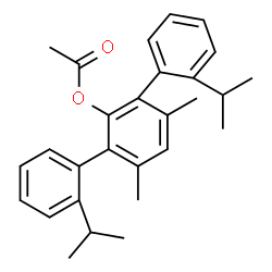 ChemSpider 2D Image | 2,2''-Diisopropyl-4',6'-dimethyl-1,1':3',1''-terphenyl-2'-yl acetate | C28H32O2