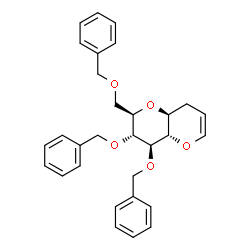 ChemSpider 2D Image | (2R,3R,4S,4aS,8aS)-3,4-Bis(benzyloxy)-2-[(benzyloxy)methyl]-2,3,4,4a,8,8a-hexahydropyrano[3,2-b]pyran | C30H32O5