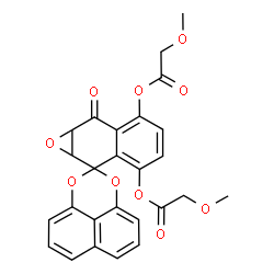 ChemSpider 2D Image | 7'-Oxo-7',7a'-dihydro-1a'H-spiro[naphtho[1,8-de][1,3]dioxine-2,2'-naphtho[2,3-b]oxirene]-3',6'-diyl bis(methoxyacetate) | C26H20O10