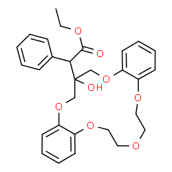 ChemSpider 2D Image | Ethyl (18-hydroxy-6,7,9,10,18,19-hexahydro-17H-dibenzo[b,k][1,4,7,10,13]pentaoxacyclohexadecin-18-yl)(phenyl)acetate | C29H32O8