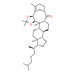 ChemSpider 2D Image | (2S,6R,7R,8S,11R,12R,15S,16S,19R,21S)-4,4,7,11,24-Pentamethyl-12-[(2R)-6-methyl-2-heptanyl]-3,5-dioxahexacyclo[19.3.1.0~2,6~.0~7,19~.0~8,16~.0~11,15~]pentacos-1(24)-en-20-one | C36H58O3