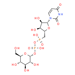 ChemSpider 2D Image | [(2S,3S,4R,5R)-5-(2,4-dioxopyrimidin-1-yl)-3,4-dihydroxy-tetrahydrofuran-2-yl]methyl-[hydroxy-[(2R,3R,4S,5S,6R)-3,4,5-trihydroxy-6-(hydroxymethyl)tetrahydropyran-2-yl]oxy-phosphoryl]oxy-phosphinic acid | C15H24N2O16P2