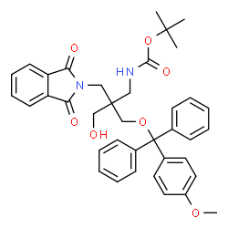 ChemSpider 2D Image | 2-Methyl-2-propanyl [3-(1,3-dioxo-1,3-dihydro-2H-isoindol-2-yl)-2-(hydroxymethyl)-2-{[(4-methoxyphenyl)(diphenyl)methoxy]methyl}propyl]carbamate | C38H40N2O7