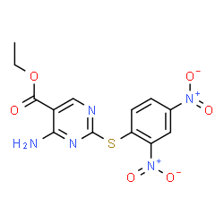 ChemSpider 2D Image | Ethyl 4-amino-2-[(2,4-dinitrophenyl)sulfanyl]-5-pyrimidinecarboxylate | C13H11N5O6S