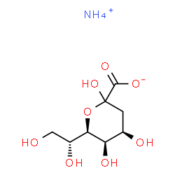 ChemSpider 2D Image | Ammonium (6R)-3-deoxy-6-[(1R)-1,2-dihydroxyethyl]-L-erythro-hex-2-ulopyranosonate | C8H17NO8
