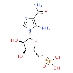 ChemSpider 2D Image | 5-Amino-1-[5-O-(~32~P)phosphono-beta-D-ribofuranosyl]-1H-imidazole-4-carboxamide | C9H15N4O832P
