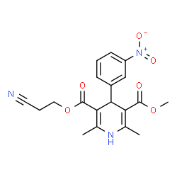 ChemSpider 2D Image | 2-Cyanoethyl methyl 2,6-dimethyl-4-(3-nitrophenyl)-1,4-dihydro-3,5-pyridinedicarboxylate | C19H19N3O6