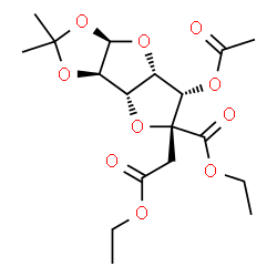 ChemSpider 2D Image | (6R)-5-O-Acetyl-3,6-anhydro-6-(ethoxycarbonyl)-6-(2-ethoxy-2-oxoethyl)-1,2-O-isopropylidene-alpha-D-glucofuranose | C18H26O10