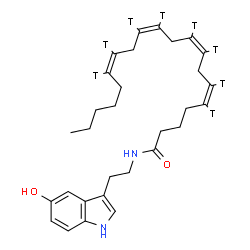 ChemSpider 2D Image | (5Z,8Z,11Z,14Z)-N-[2-(5-Hydroxy-1H-indol-3-yl)ethyl](5,6,8,9,11,12,14,15-~3~H_8_)-5,8,11,14-icosatetraenamide | C30H34T8N2O2