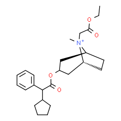 ChemSpider 2D Image | (1R,5S)-3-[2-Cyclopentyl(phenyl)acetoxy]-8-(2-ethoxy-2-oxoethyl)-8-methyl-8-azoniabicyclo[3.2.1]octane | C25H36NO4