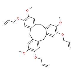 ChemSpider 2D Image | 2,7,13-Tris(allyloxy)-3,8,12-trimethoxy-10,15-dihydro-5H-tribenzo[a,d,g][9]annulene | C33H36O6