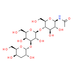 ChemSpider 2D Image | 3-deoxy-alpha-D-Gal-(1->3)-beta-D-Gal-(1->4)-beta-D-Glc-NHAc | C20H35NO15