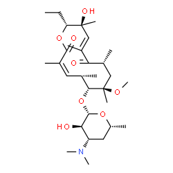 ChemSpider 2D Image | (3Z,5S,6R,7R,9R,11E,13S,14R)-14-Ethyl-13-hydroxy-7-methoxy-3,5,7,9,11,13-hexamethyl-2,10-dioxooxacyclotetradeca-3,11-dien-6-yl 3,4,6-trideoxy-3-(dimethylamino)-beta-D-xylo-hexopyranoside | C30H51NO8