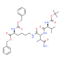 ChemSpider 2D Image | Benzyl N~6~-(N-{[(2-methyl-2-propanyl)oxy]carbonyl}-L-valyl-3-methyl-D-asparaginyl)-N~2~-[(benzyloxy)carbonyl]-L-lysinate | C36H51N5O9