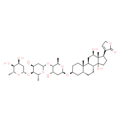 ChemSpider 2D Image | (3beta,5beta,12beta,14xi,17beta)-12,14-Dihydroxy-17-(2-oxo-2,5-dihydro-3-furanyl)androstan-3-yl 2,6-dideoxy-beta-D-ribo-hexopyranosyl-(1->4)-2,6-dideoxy-beta-D-ribo-hexopyranosyl-(1->4)-2,6-dideoxy-be
ta-D-ribo-hexopyranoside | C41H64O14
