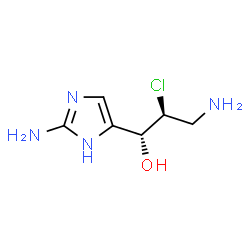ChemSpider 2D Image | (1R,2S)-3-Amino-1-(2-amino-1H-imidazol-5-yl)-2-chloro-1-propanol | C6H11ClN4O
