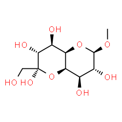 ChemSpider 2D Image | (2S,3R,4R,4aR,6R,7R,8R,8aR)-2-(Hydroxymethyl)-6-methoxyoctahydropyrano[3,2-b]pyran-2,3,4,7,8-pentol | C10H18O9