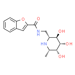 ChemSpider 2D Image | N-{[(2R,3R,4R,5R,6S)-3,4,5-Trihydroxy-6-methyl-2-piperidinyl]methyl}-1-benzofuran-2-carboxamide | C16H20N2O5
