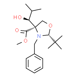 ChemSpider 2D Image | Methyl (2R,4R)-3-benzyl-4-[(1S)-1-hydroxy-2-methylpropyl]-2-(2-methyl-2-propanyl)-1,3-oxazolidine-4-carboxylate | C20H31NO4
