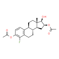 ChemSpider 2D Image | (16beta,17beta)-4-Fluoro-17-hydroxyestra-1,3,5(10)-triene-3,16-diyl diacetate | C22H27FO5