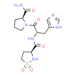 ChemSpider 2D Image | N-{[(3S)-1,1-Dioxido-1,2-thiazolidin-3-yl]carbonyl}-L-histidyl-L-prolinamide | C15H22N6O5S