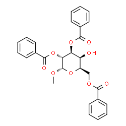 ChemSpider 2D Image | Methyl 2,3,6-tri-O-benzoyl-alpha-D-galactopyranoside | C28H26O9