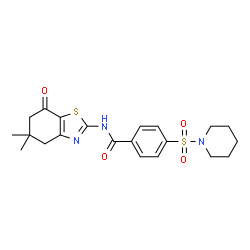 ChemSpider 2D Image | N-(5,5-Dimethyl-7-oxo-4,5,6,7-tetrahydro-1,3-benzothiazol-2-yl)-4-(1-piperidinylsulfonyl)benzamide | C21H25N3O4S2