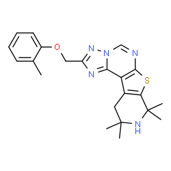 ChemSpider 2D Image | 8,8,10,10-Tetramethyl-2-[(2-methylphenoxy)methyl]-8,9,10,11-tetrahydropyrido[4',3':4,5]thieno[3,2-e][1,2,4]triazolo[1,5-c]pyrimidine | C22H25N5OS