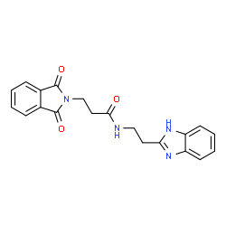 ChemSpider 2D Image | N-[2-(1H-Benzimidazol-2-yl)ethyl]-3-(1,3-dioxo-1,3-dihydro-2H-isoindol-2-yl)propanamide | C20H18N4O3