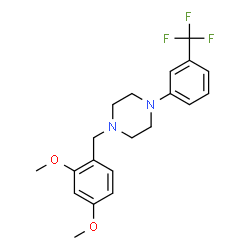 ChemSpider 2D Image | 1-(2,4-Dimethoxybenzyl)-4-[3-(trifluoromethyl)phenyl]piperazine | C20H23F3N2O2