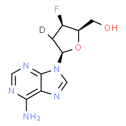 ChemSpider 2D Image | 9-[2,3-Dideoxy-3-fluoro-beta-D-(2-~2~H_1_)-threo-pentofuranosyl]-9H-purin-6-amine | C10H11DFN5O2