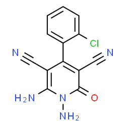 ChemSpider 2D Image | 1,6-Diamino-4-(2-chlorophenyl)-2-oxo-1,2-dihydro-3,5-pyridinedicarbonitrile | C13H8ClN5O