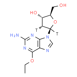 ChemSpider 2D Image | 9-{2-[(1,2-~3~H_2_)Deoxy]-alpha-D-ribofuranosyl}-6-ethoxy-9H-purin-2-amine | C12H15T2N5O4