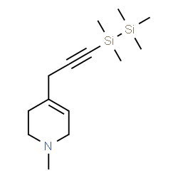 ChemSpider 2D Image | 1-Methyl-4-[3-(pentamethyldisilanyl)-2-propyn-1-yl]-1,2,3,6-tetrahydropyridine | C14H27NSi2