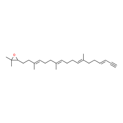 ChemSpider 2D Image | 2,2-Dimethyl-3-[(3E,7E,11E,15E)-3,7,12-trimethyl-3,7,11,15-octadecatetraen-17-yn-1-yl]oxirane | C25H38O