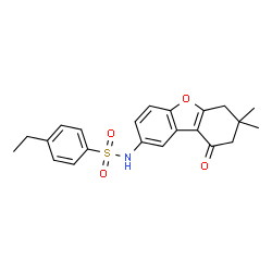 ChemSpider 2D Image | N-(7,7-Dimethyl-9-oxo-6,7,8,9-tetrahydrodibenzo[b,d]furan-2-yl)-4-ethylbenzenesulfonamide | C22H23NO4S