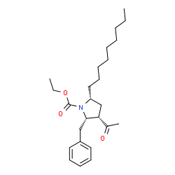 ChemSpider 2D Image | Ethyl (2S,3S,5R)-3-acetyl-2-benzyl-5-nonyl-1-pyrrolidinecarboxylate | C25H39NO3