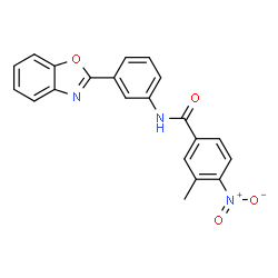ChemSpider 2D Image | N-[3-(1,3-Benzoxazol-2-yl)phenyl]-3-methyl-4-nitrobenzamide | C21H15N3O4