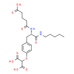 ChemSpider 2D Image | {4-[(2S)-2-[(4-Carboxybutanoyl)amino]-3-oxo-3-(pentylamino)propyl]phenoxy}malonic acid | C22H30N2O9