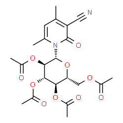 ChemSpider 2D Image | 4,6-Dimethyl-2-oxo-1-(2,3,4,6-tetra-O-acetyl-beta-D-glucopyranosyl)-1,2-dihydro-3-pyridinecarbonitrile | C22H26N2O10