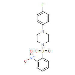 ChemSpider 2D Image | 1-(4-Fluorophenyl)-4-[(2-nitrophenyl)sulfonyl]piperazine | C16H16FN3O4S