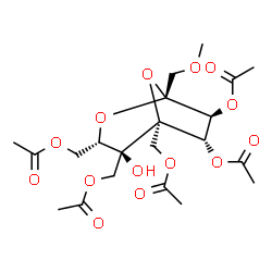 ChemSpider 2D Image | [(1R,3S,4S,5S,6S,7S)-6,7-Diacetoxy-4-hydroxy-1-(methoxymethyl)-2,8-dioxabicyclo[3.2.1]octane-3,4,5-triyl]tris(methylene) triacetate | C21H30O14