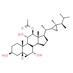 ChemSpider 2D Image | (3beta,5beta,6beta,7alpha,11alpha,12beta)-3,7,11-Trihydroxy-5,6-epoxygorgostan-12-yl acetate | C32H52O6