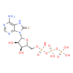 ChemSpider 2D Image | 8-Thioxo-8-hydroadenosine 5'-(tetrahydrogen triphosphate) | C10H16N5O13P3S