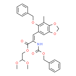 ChemSpider 2D Image | 2,2-Dimethoxyethyl (2Z)-2-{[(benzyloxy)carbonyl]amino}-3-[6-(benzyloxy)-7-methyl-1,3-benzodioxol-5-yl]acrylate | C30H31NO9