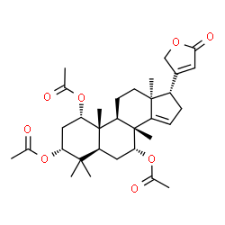 ChemSpider 2D Image | (1alpha,3alpha,5alpha,7alpha,13alpha,17alpha)-1,3,7-Triacetoxy-4,4,8-trimethylcarda-14,20(22)-dienolide | C32H44O8