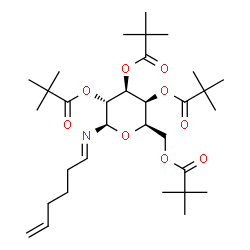 ChemSpider 2D Image | 2,3,4,6-Tetrakis-O-(2,2-dimethylpropanoyl)-N-5-hexen-1-ylidene-beta-D-galactopyranosylamine | C32H53NO9